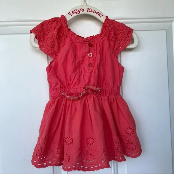 Calvin Klein | Dresses | Calvin Klein Coral Eyelet Lined Casual Dress Size  2 Months